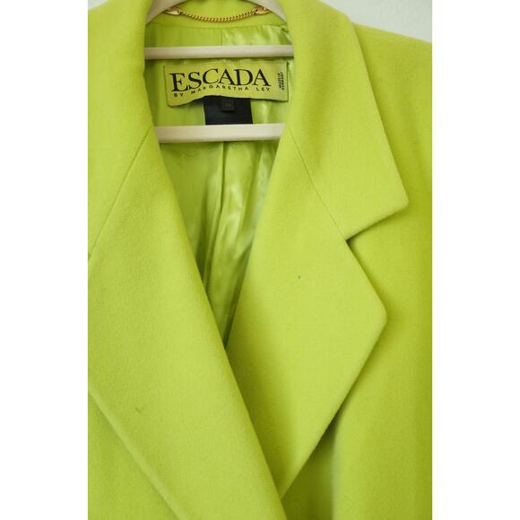 Lime Green Vintage Escada by Margaretha Ley Wool Cashmere Blazer Jacket 38 M - Picture 2 of 14